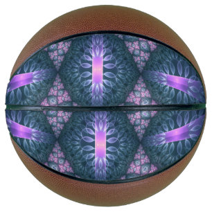 3D Fractal Art Pattern Turquoise Purple Pink Basketball