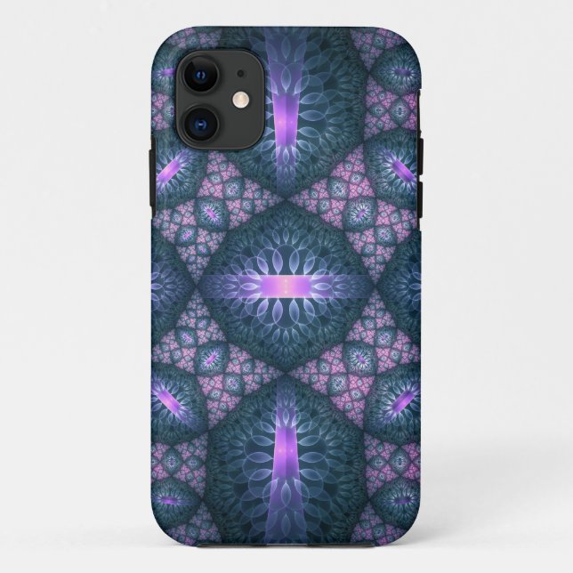 3D Fractal Art Pattern Turquoise Purple Pink Case-Mate iPhone Case (Back)