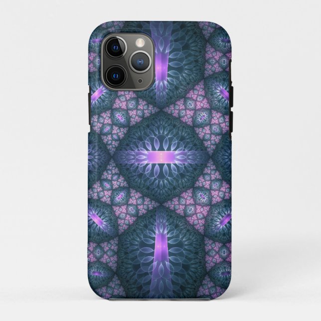 3D Fractal Art Pattern Turquoise Purple Pink Case-Mate iPhone Case (Back)