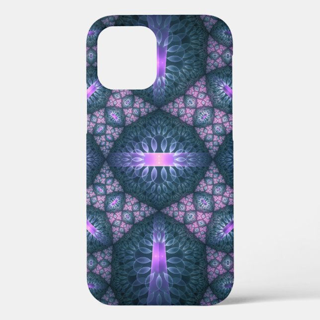 3D Fractal Art Pattern Turquoise Purple Pink Case-Mate iPhone Case (Back)