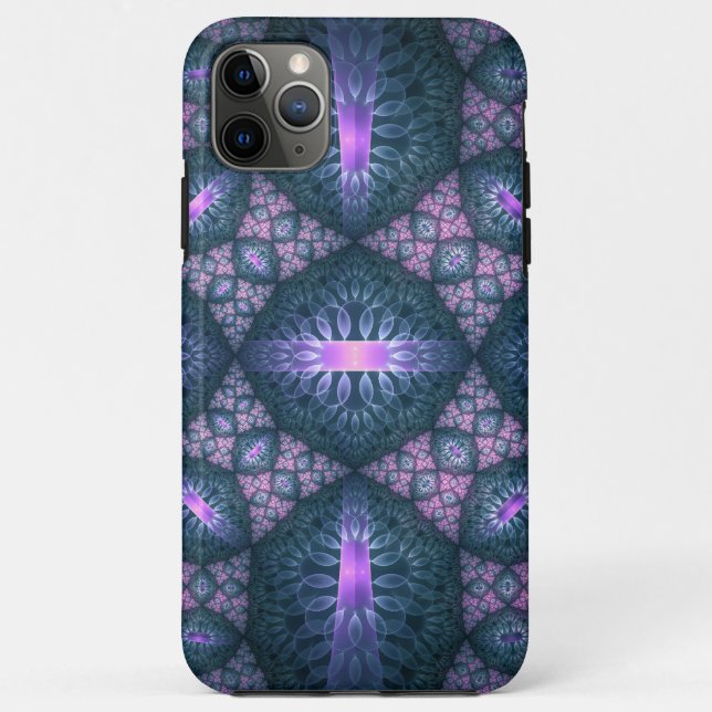 3D Fractal Art Pattern Turquoise Purple Pink Case-Mate iPhone Case (Back)
