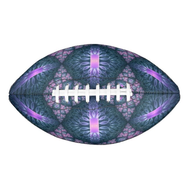 3D Fractal Art Pattern Turquoise Purple Pink Football (Front)