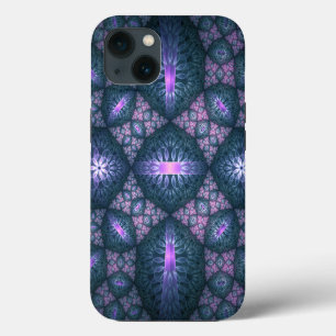 3D Fractal Art Pattern Turquoise Purple Pink iPhone 13 Case