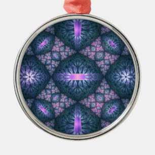 3D Fractal Art Pattern Turquoise Purple Pink Metal Tree Decoration