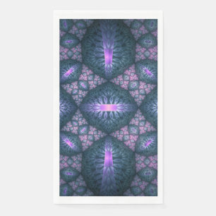 3D Fractal Art Pattern Turquoise Purple Pink Napkin