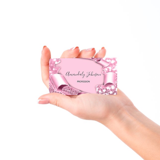 3D Frame Glitter Makeup Event Planner Pink Pastel Business Card (3D Frame Glitter Makeup Event Planner Pink Pastel Business Card)