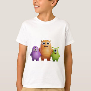 3D Friendly Monster Trio T-Shirt