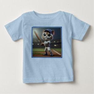 3D Funny Baseball Cat,  Baby T-Shirt