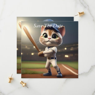 3D Funny Baseball Cat, Save The Date