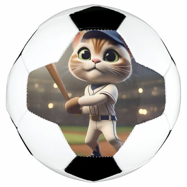 3D Funny Baseball Cat, Soccer Ball (Front)