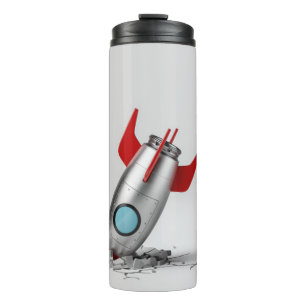 3D funny crashed metal rocket Thermal Tumbler