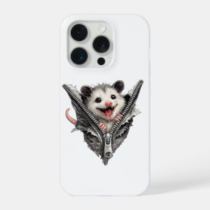 3D Funny Opossum in Zipper Pocket iPhone Case
