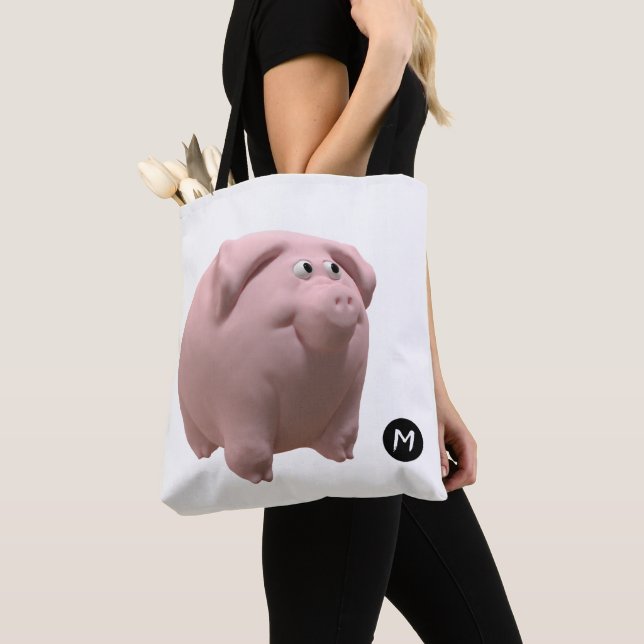 3D Funny Pig Year Monogram choose colour Bag 2 (Close Up)