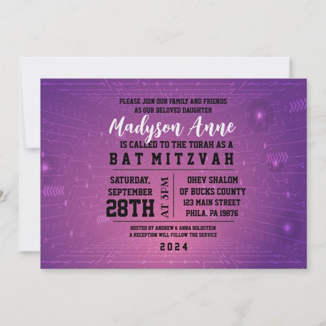 3D GAMER GAMING DIGITAL Bat Mitzvah Invitation (Front)