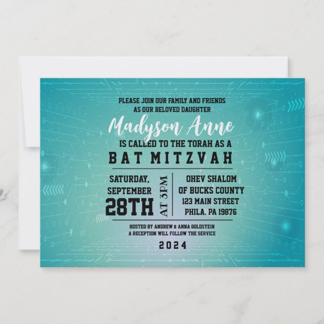 3D GAMER GAMING DIGITAL Bat Mitzvah Invitation (Front)