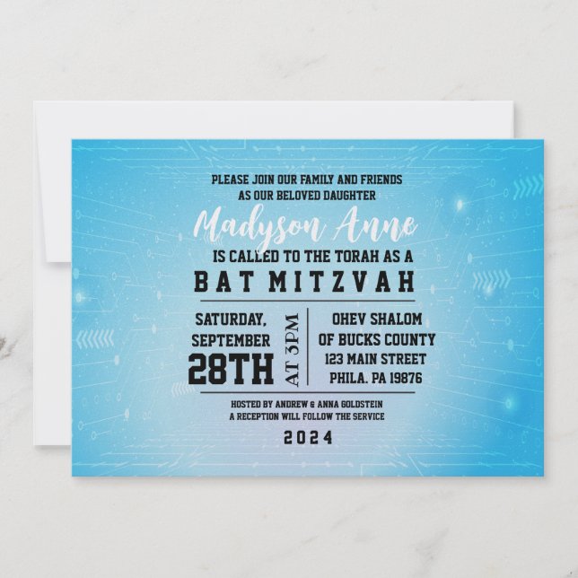 3D GAMER GAMING DIGITAL Bat Mitzvah Invitation (Front)