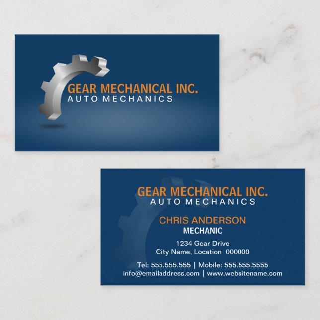 3D Gear Mechanical Business Card (Front/Back)