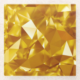 3D Geometric: Metallic Background Design Glass Coaster