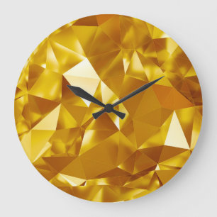 3D Geometric: Metallic Background Design Large Clock