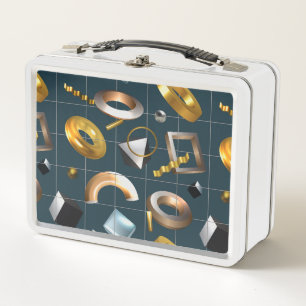 3D Geometric Pattern Metal Lunch Box