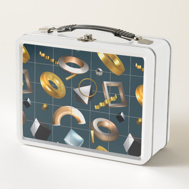 3D Geometric Pattern Metal Lunch Box (Front)