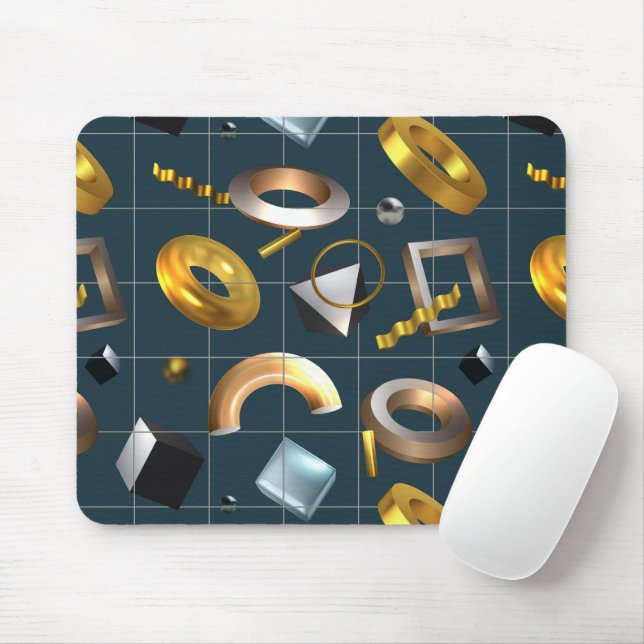 3D Geometric Pattern Mouse Pad (With Mouse)