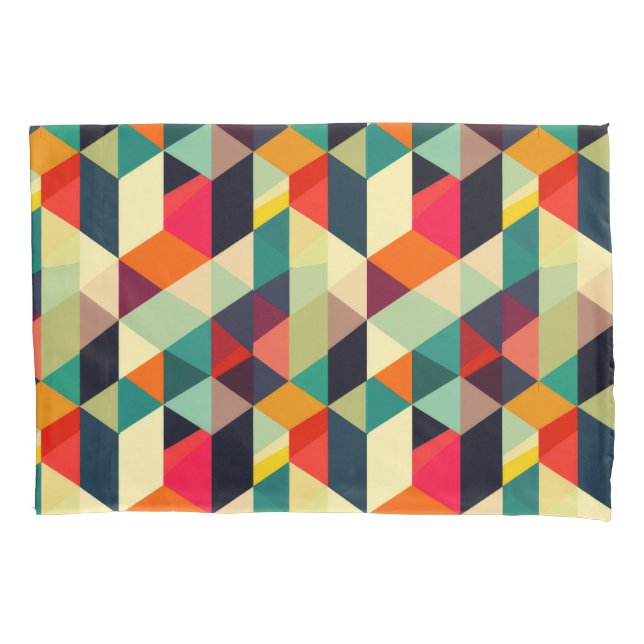 3D Geometric Pattern RETRO Aesthetic Colourful Pillowcase (Front)