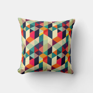 3D Geometric Pattern RETRO Mid Century Colourful Cushion