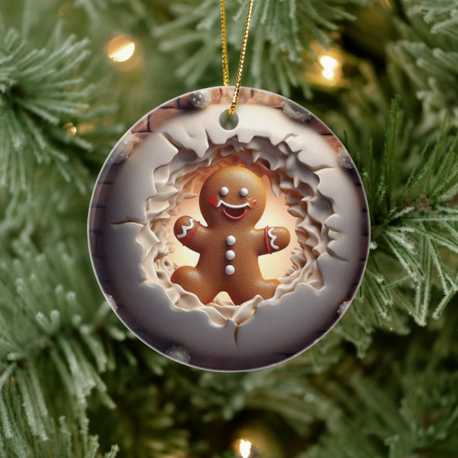 3D Gingerbread Man Christmas Ceramic Tree Decoration (Tree)