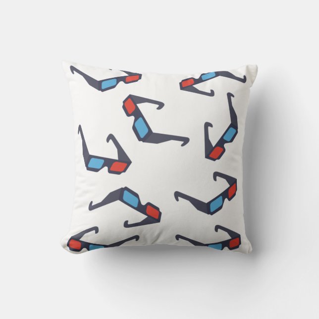 3D Glasses Pattern Throw Pillow (Front)