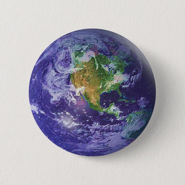 3D Globe Earth Day 6 Cm Round Badge (Front)
