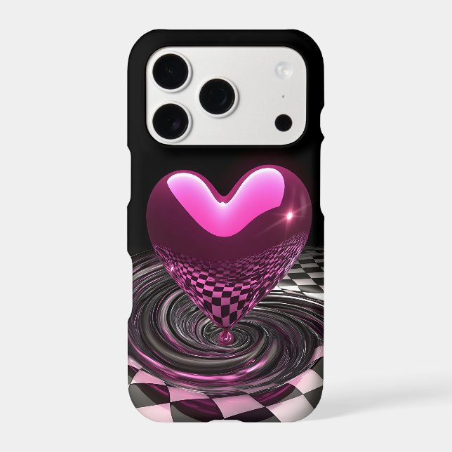 3D Glossy Heart Chequerboard iPhone Case | Y2K (Back)