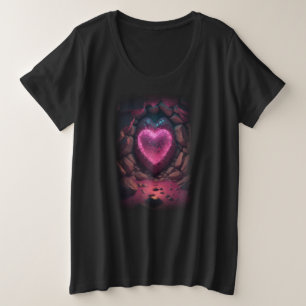 3d Glowing Heart Deep Inside Plus Size T-Shirt