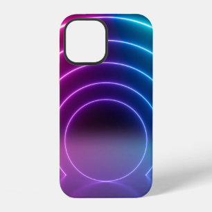 3d, glowing lines, tunnel, neon lights, virtual re iPhone 12 case