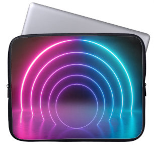 3d, glowing lines, tunnel, neon lights, virtual re laptop sleeve