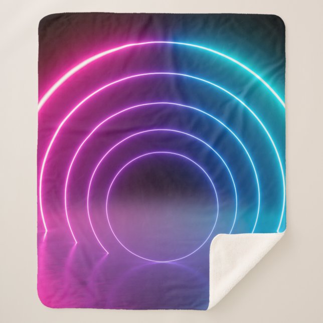 3d, glowing lines, tunnel, neon lights, virtual re sherpa blanket (Front)