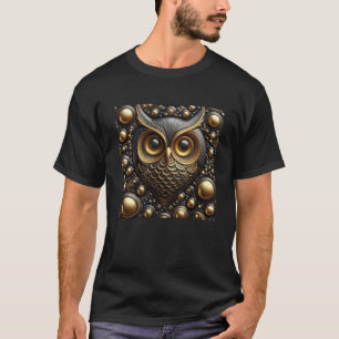 3d Gold Black Owl Sticker  T-Shirt