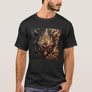 3d Gold Black Roses #10 Sticker T-Shirt