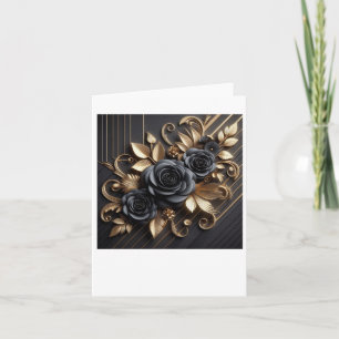 3d Gold Black Roses #7 Sticker Card