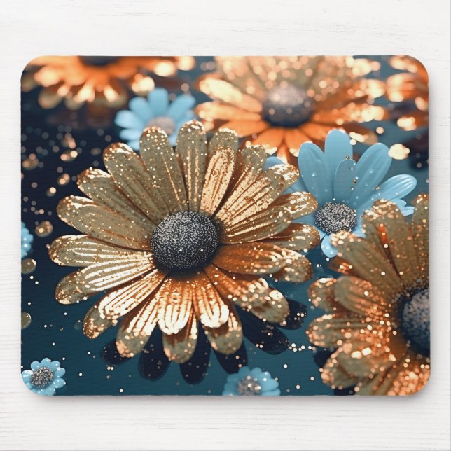 3D Gold Daisy Mouse Pad (Front)