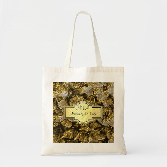3D Gold Hydrangea Monogram Mother of the Bride Bag (Front)