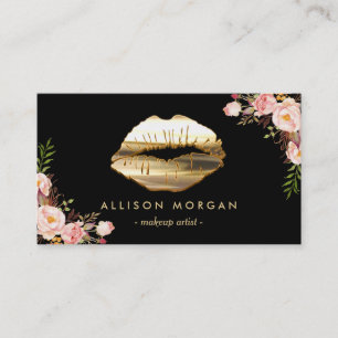 3D Gold Lips Makeup Artist Floral (New Version) Business Card
