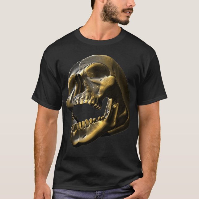 3D Gold Metalic Skull Tshirt (Front)