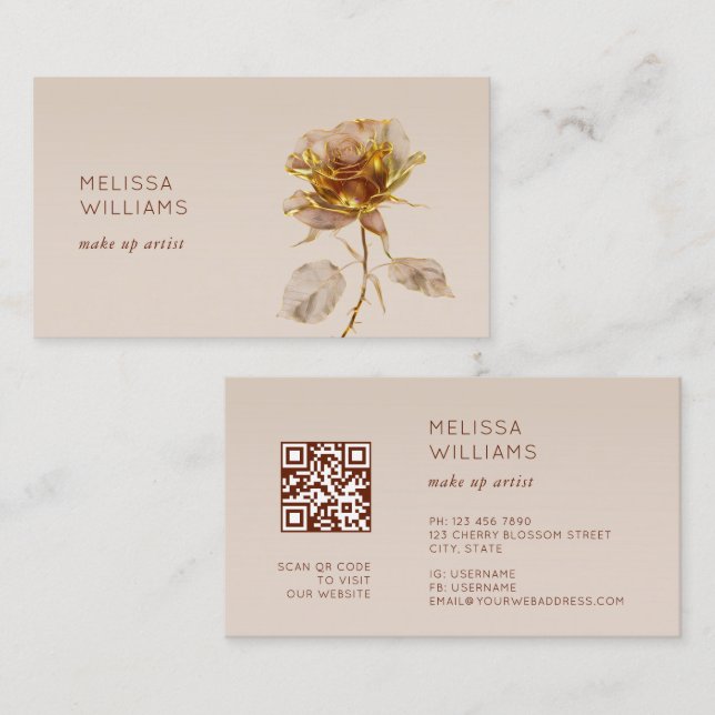 3D Gold Rose Business Card (Front/Back)