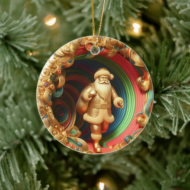 3d Gold Santa Clause Ceramic Tree Decoration (Tree)