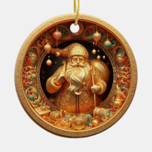 3d gold Santa Clause Ceramic Tree Decoration