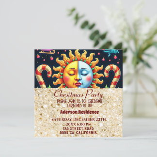 3d Golden Christmas Tree| Golden Christmas Party Invitation