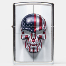 3D Golden Skull Emblem with American Flag Pattern