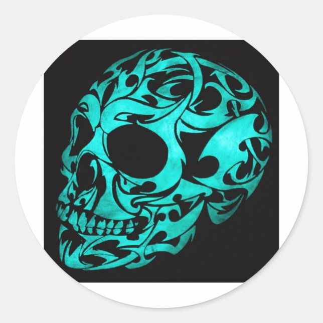 3D gothic skull Classic Round Sticker (Front)