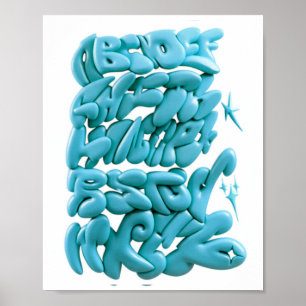 3D Graffiti Letters Hand-Drawn in Procreate Poster